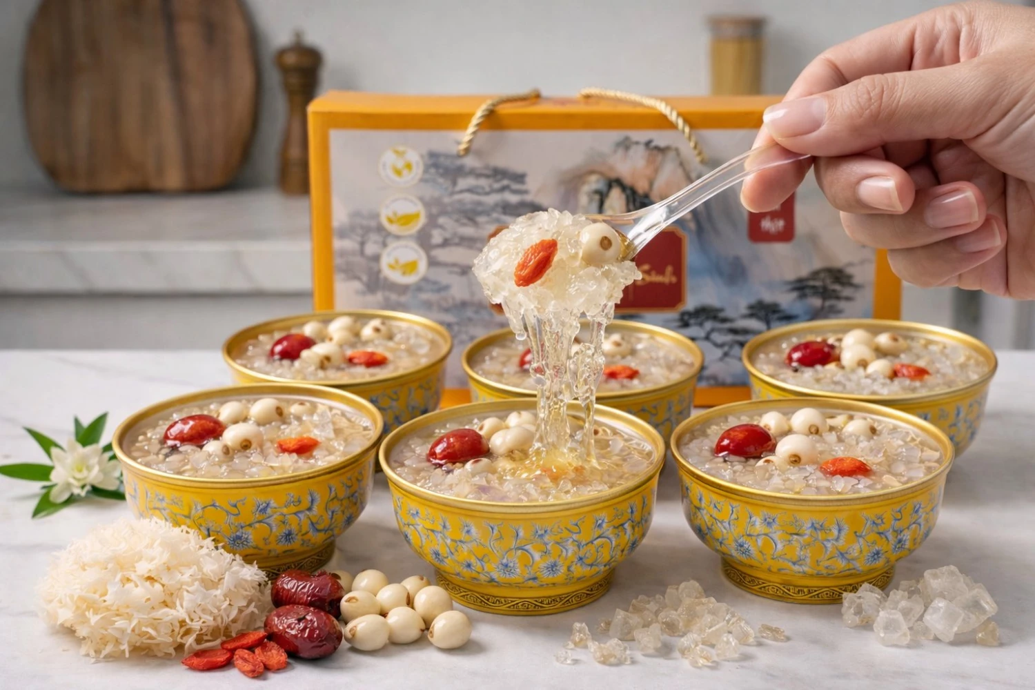 [GIÁ DÙNG THỬ] Set 6 Bát Chè Ngân Nhĩ Trắng Dưỡng Nhan – Thanh Mát, Ít Ngọt, Đẹp Da